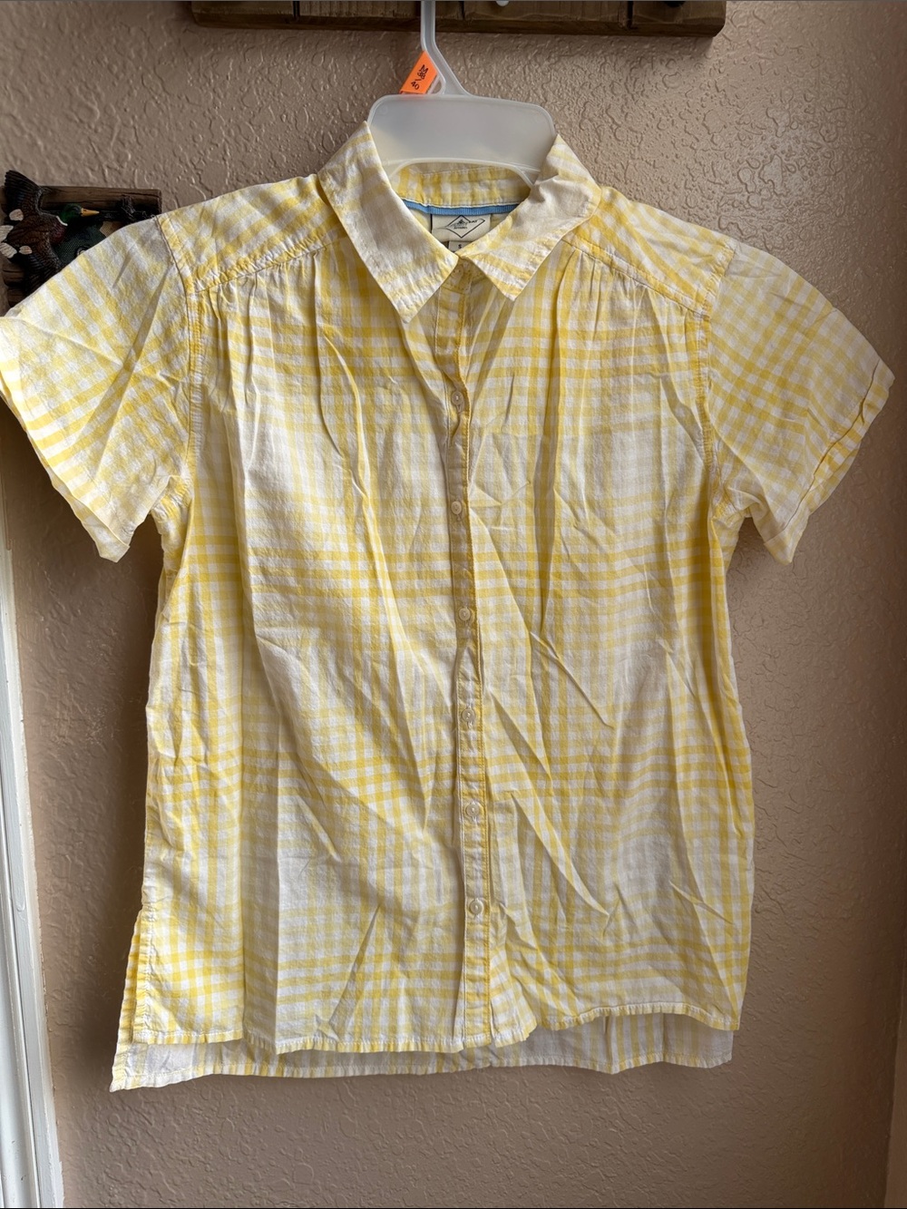 St. John's Bay Yellow and White Gingham Button-Down Shirt